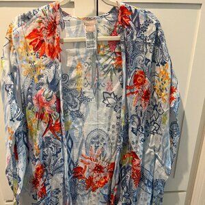 Chicos, Linen Floral  Kimono, Size L/XL
